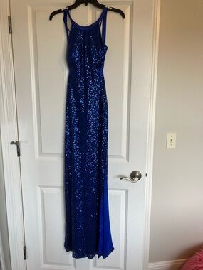 Aidan Mattox Cobalt Sequin Evening Dress